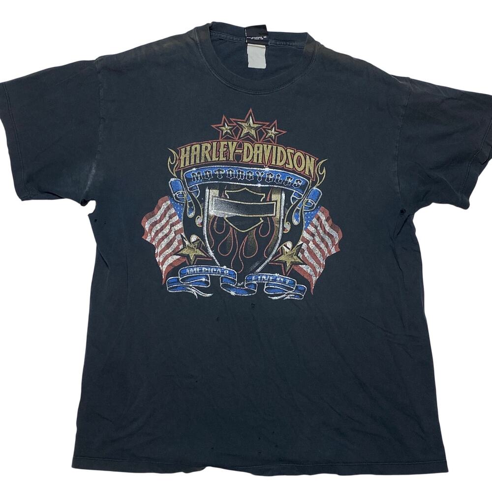 Vintage Harley Davidson Uke's Kenosha Wisconsin T-Shirt Graphic Tee Large Black